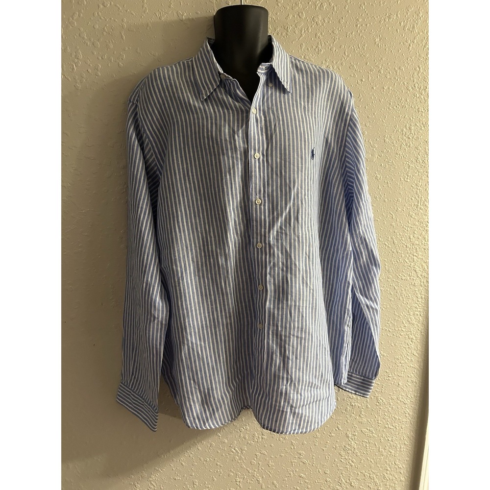 New XL Ralph Lauren Linen Ocean Wash Button Front Shirt #250*15